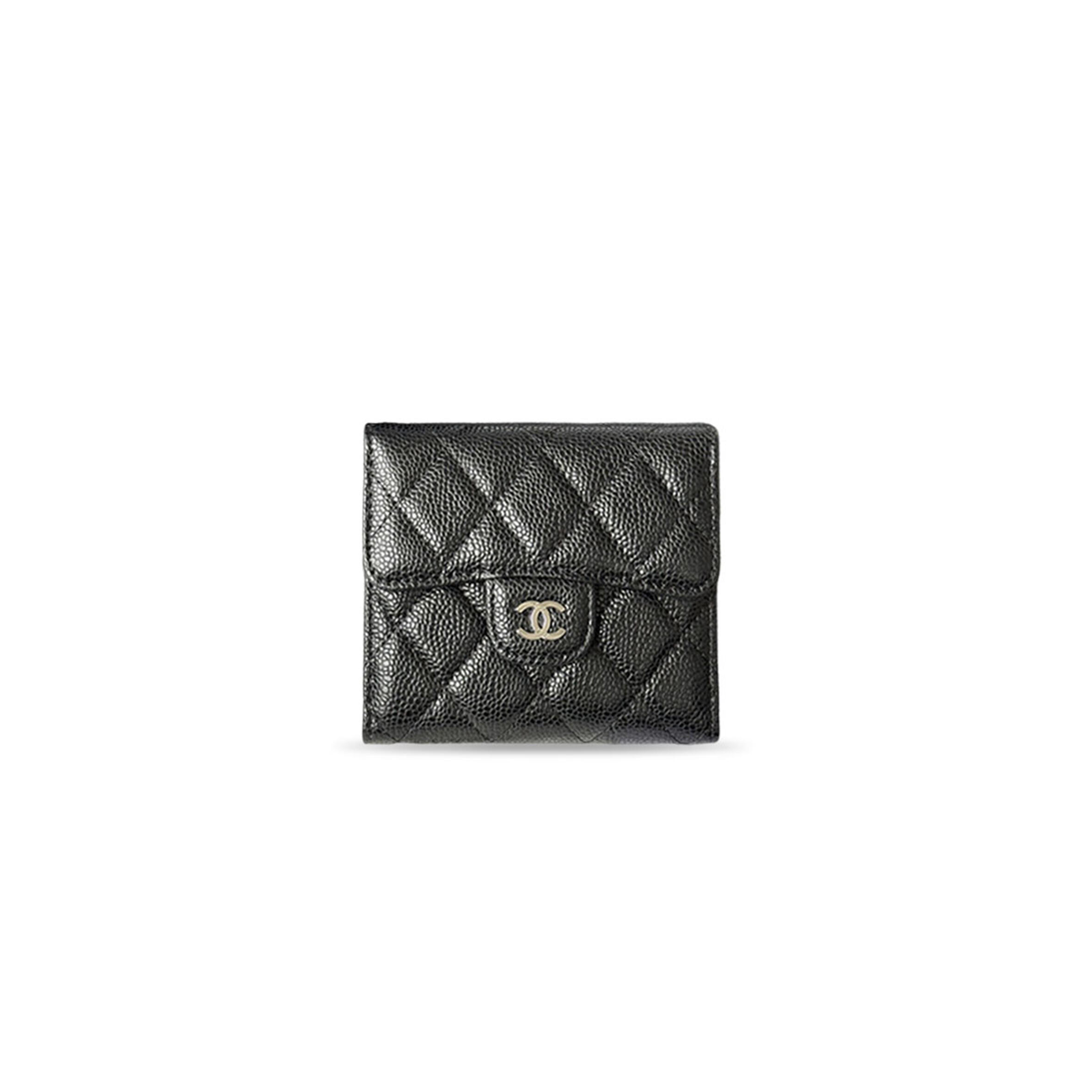 CHANEL CLASSIC SHORT WALLET CAVIAR BLACK (11.5*10.5*3cm)